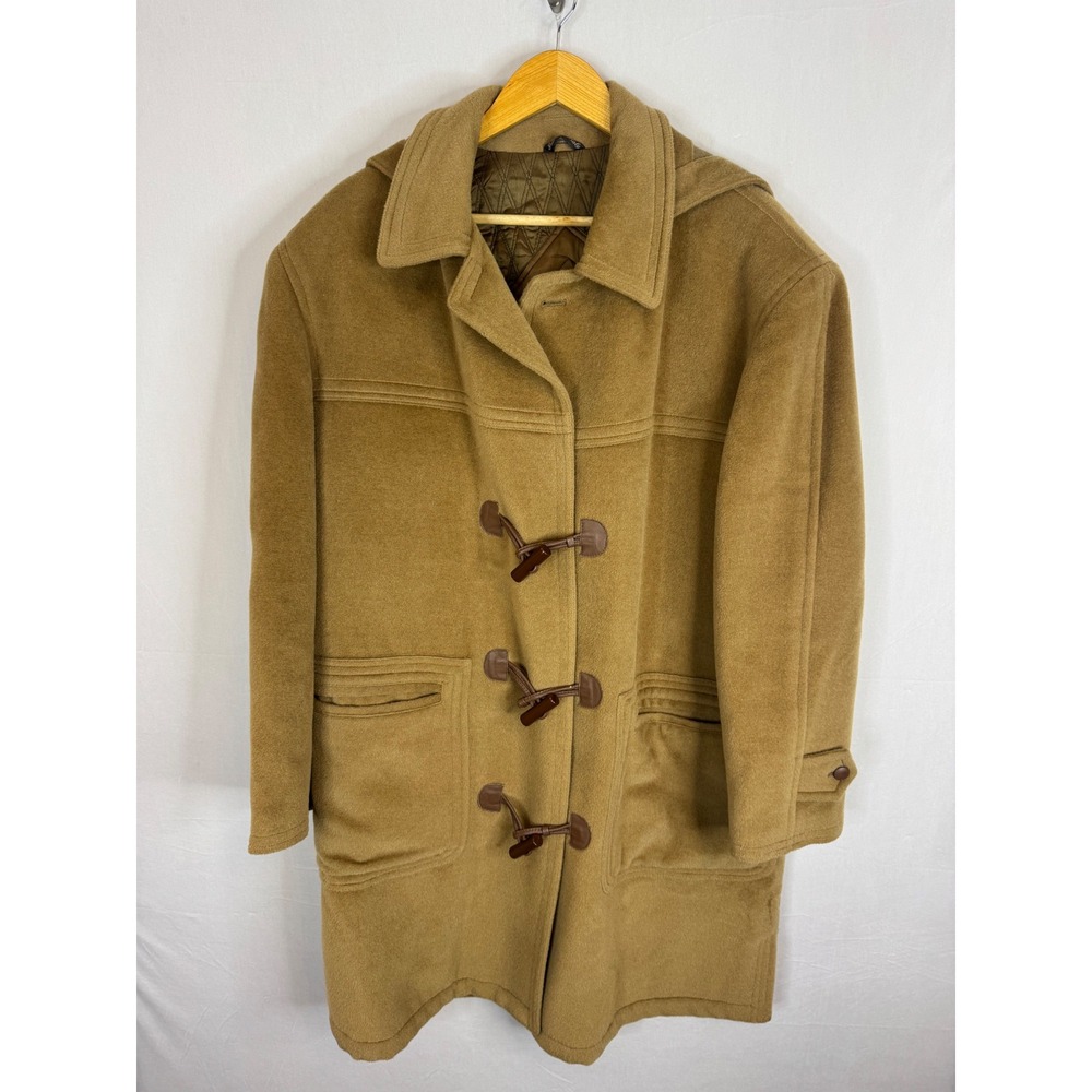 Pal Zileri Italy Camel Wool Mohair Cashmere Toggle Duffle Coat with Hood 44/46